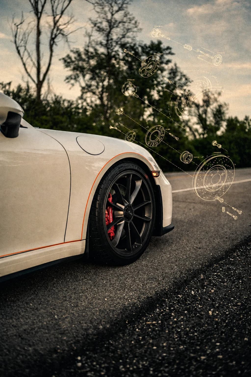 Porsche 911 GT3 (991.2) front wheel and brake detail